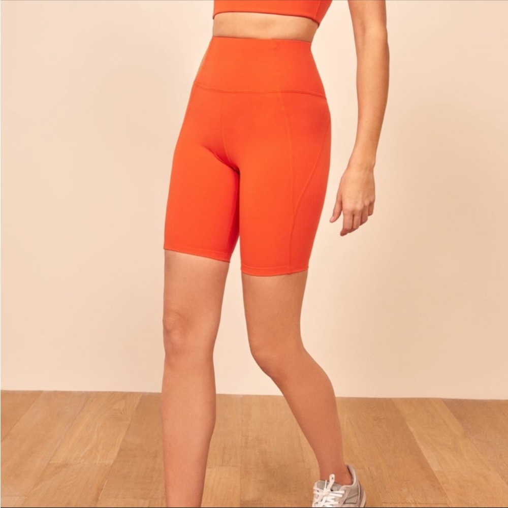 NEW girlfriend collective high rise bike shorts small bright orange